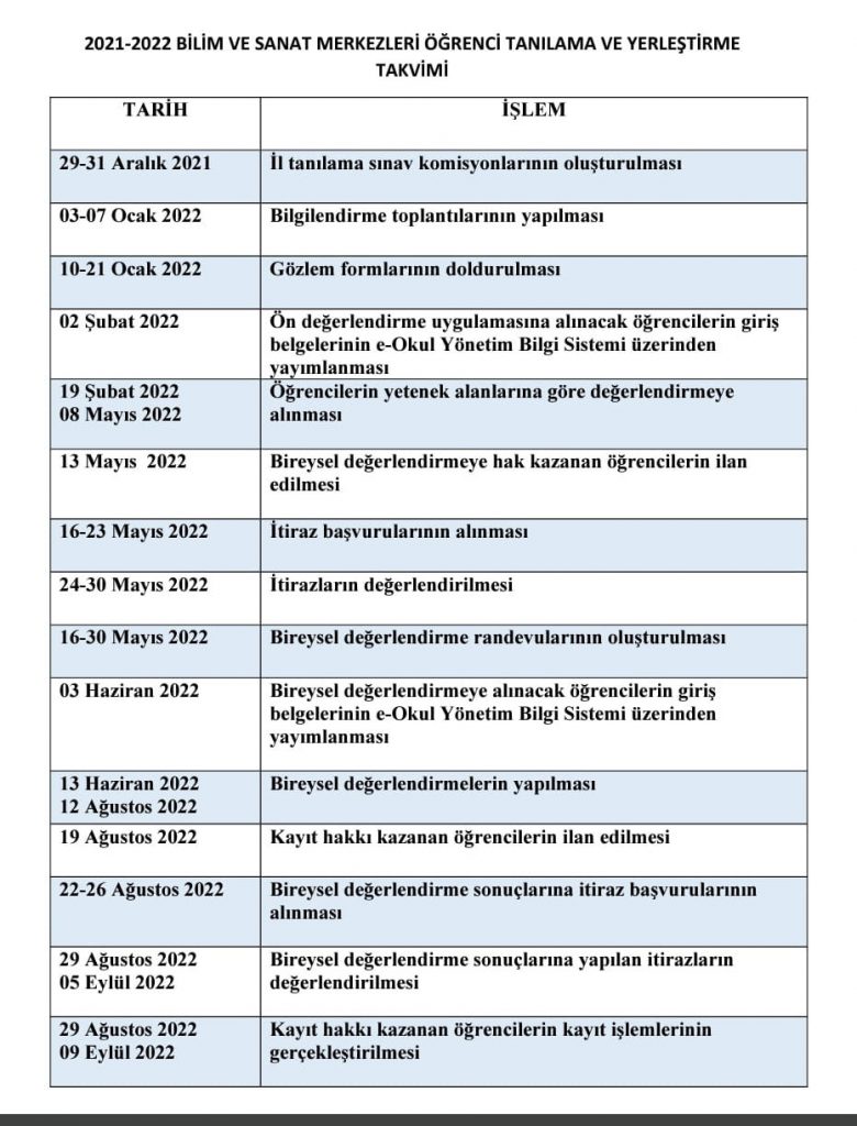 bilsem takvim