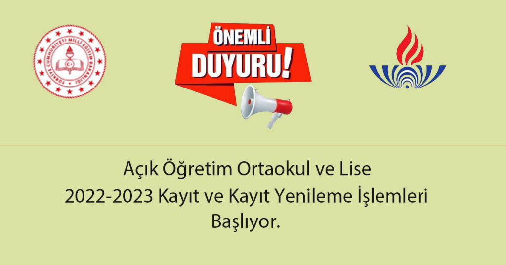 açik ogretim kayit ve kayit yenileme islemleri